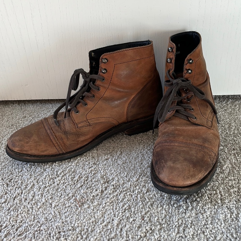 Thursday boot co. Lightly worn leather high top boots.